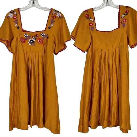 Madewell Floral Embroidered Linen Babydoll Mini Dress Beach XS - Picture 1 of 9